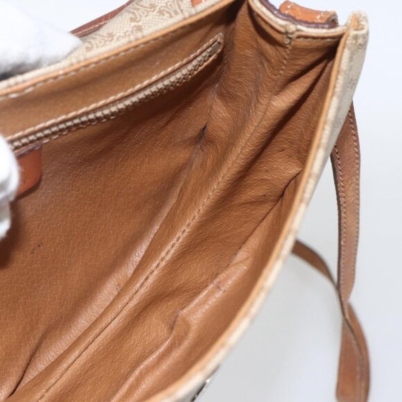 Authentic CELINE Macadam Canvas Shoulder Bag PVC Beige Gold - Picture 8 of 16